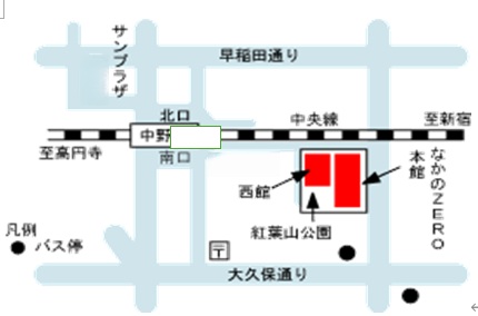 中野ゼロ西館学習室Aへの地図