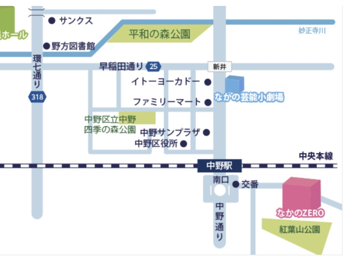 なかのZEROへの地図